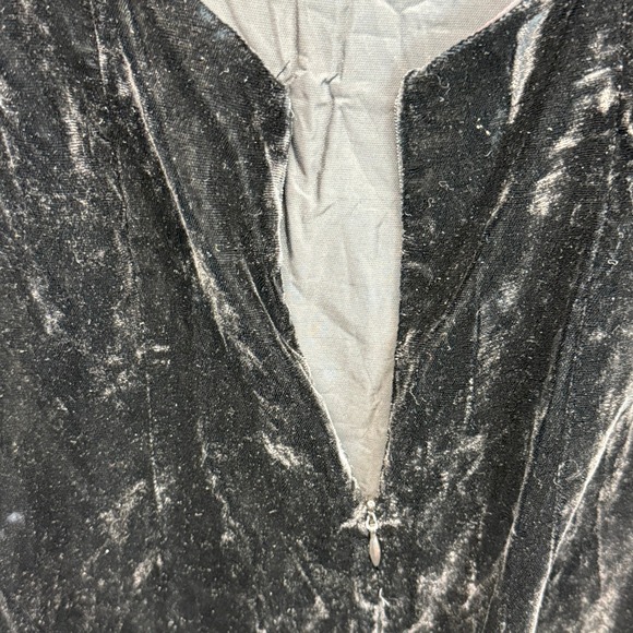 Crushed Velvet Dress Womens Small Medium Black Mock Neck Stretch LBD y2k - Picture 9 of 12